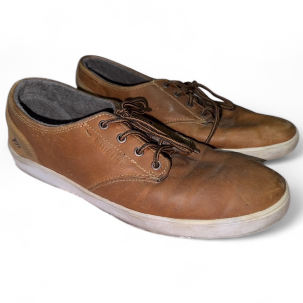 Emerica Romero LX Men’s Brown Leather Boat Shoes – Size 11 Classic Lace-Up